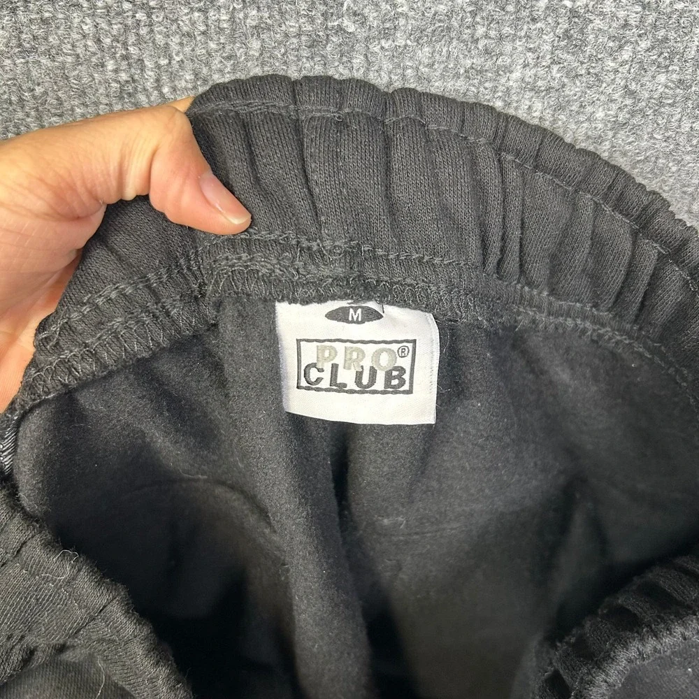 Pro Club Fleece Cargo Shorts Men's Black Elastic Waist Utility Workwear - Medium